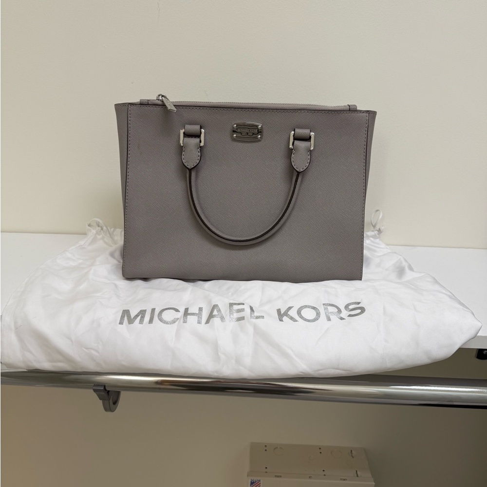 Michael Kors Gray Satchel with Structured Design